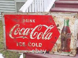 Vintage Drink Coca Cola Ice Cold Large Metal Sign