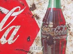 Vintage Drink Coca Cola Ice Cold Large Metal Sign