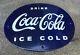 Vintage Drink Coca-Cola Ice Cold Oval Blue Porcelain Enamel Advertising Sign