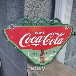 Vintage Drink Coca Cola Ice Cold Porcelain Sign