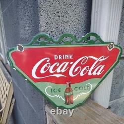 Vintage Drink Coca Cola Ice Cold Porcelain Sign