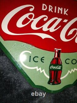 Vintage Drink Coca Cola Ice Cold Porcelain Sign