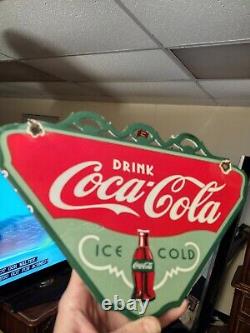 Vintage Drink Coca Cola Ice Cold Porcelain Sign