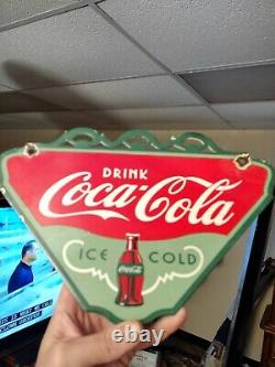 Vintage Drink Coca Cola Ice Cold Porcelain Sign