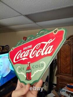 Vintage Drink Coca Cola Ice Cold Porcelain Sign