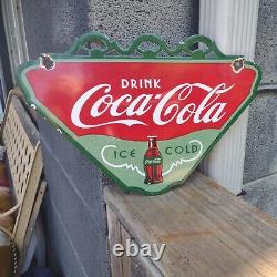 Vintage Drink Coca Cola Ice Cold Porcelain Sign