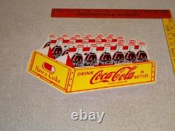 Vintage Drink Coca Cola In Bottles 24 Pack Die-cut Case 12 Metal Soda Gas Sign