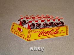 Vintage Drink Coca Cola In Bottles 24 Pack Die-cut Case 12 Metal Soda Gas Sign