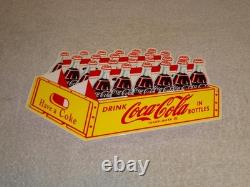 Vintage Drink Coca Cola In Bottles 24 Pack Die-cut Case 12 Metal Soda Gas Sign