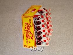 Vintage Drink Coca Cola In Bottles 24 Pack Die-cut Case 12 Metal Soda Gas Sign