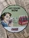 Vintage Drink Coca Cola In Bottles Get Yours Now 12 Inch Porcelain Enamel Sign