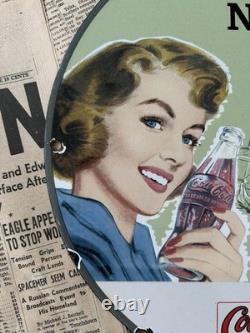 Vintage Drink Coca Cola In Bottles Get Yours Now 12 Inch Porcelain Enamel Sign