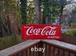 Vintage Drink Coca Cola In Bottles Porcelain Sled Sign