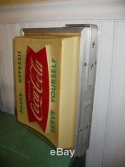 Vintage Drink Coca Cola Lighted Fishtail Sign Pause Refresh Serve Yourself works