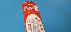 Vintage Drink Coca Cola Porcelain Soda Gas Pump Store Ad Sign On Thermometer