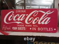 Vintage Drink Coca Cola Refresh Your Guests With Bottles Porcelain Sign