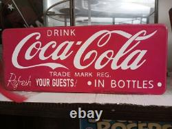 Vintage Drink Coca Cola Refresh Your Guests With Bottles Porcelain Sign