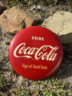 Vintage Drink Coca-Cola Sign of Good Taste 12 Advertising Button Metal Sign