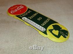 Vintage Drink Coca Cola Soda Pop 18 Porcelain Metal Gas Oil Thermometer Sign