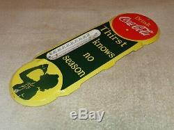 Vintage Drink Coca Cola Soda Pop 18 Porcelain Metal Gas Oil Thermometer Sign