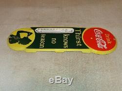 Vintage Drink Coca Cola Soda Pop 18 Porcelain Metal Gas Oil Thermometer Sign