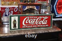 Vintage Drink Coca Cola Tin Tacker With Bottle Metal Sign Fountain Coke Soda Pop