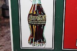 Vintage Drink Coca Cola Tin Tacker With Bottle Metal Sign Fountain Coke Soda Pop