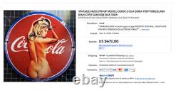 Vintage Drink Coca Cola Woman +bottle 11 3/4 Porcelain Metal Soda, Gas Oil Sign
