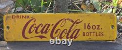 Vintage Drink Coca-cola 16 Oz Bottles Crate Tag Porcelain Sign 6×2.5