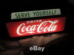 Vintage Drink Coca-cola, Serve Yourself, Lighted Sign, R597264, Underwriters Lab