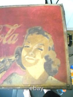 Vintage Drink Coca-cola Tin Sign 1941 Self Framed Orig. 27.5 X 19.5