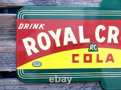 Vintage Drink Royal Crown Cola Rc Double-sided Flange Gas Oil Porcelain Sign