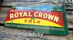 Vintage Drink Royal Crown Cola Rc Double-sided Flange Gas Oil Porcelain Sign