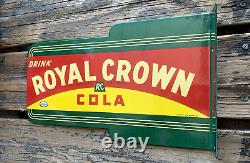 Vintage Drink Royal Crown Cola Rc Double-sided Flange Gas Oil Porcelain Sign