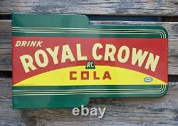 Vintage Drink Royal Crown Cola Rc Double-sided Flange Gas Oil Porcelain Sign
