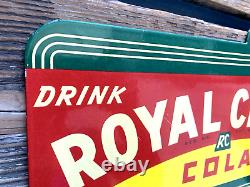 Vintage Drink Royal Crown Cola Rc Double-sided Flange Gas Oil Porcelain Sign