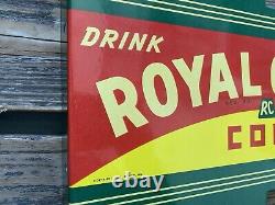 Vintage Drink Royal Crown Cola Rc Double-sided Flange Gas Oil Porcelain Sign