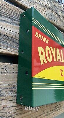 Vintage Drink Royal Crown Cola Rc Double-sided Flange Gas Oil Porcelain Sign