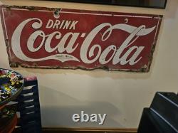 Vintage Early 1900s Drink Coca Cola Porcelain Advertising Sign 30 x 12