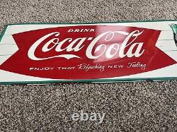 Vintage Early 50's Coca Cola Sign Enjoy That Refreshing New Feeling 32 X 12