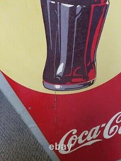 Vintage Early Coca Cola Soda Pop Metal bottle embosse Sign Coke 54X18 Rare