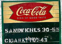 Vintage Early Fishtail Coca Cola Coke Soda Pop menu board metal Sign