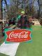 Vintage Early Large Coca Cola Soda Pop Metal Fishtail Sign Coke