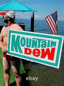 Vintage Early Mountain Dew Soda Pop Metal Embossed Sign 36X18