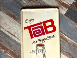 Vintage Early Tab Soda Pop Metal 54 inch Vertical Sign by Coca Cola Nice