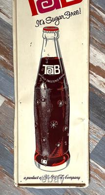 Vintage Early Tab Soda Pop Metal 54 inch Vertical Sign by Coca Cola Nice