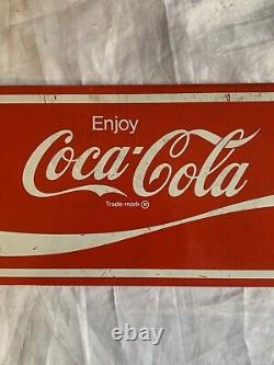 Vintage Enjoy COCA-COLA Screen Door Push Protector Metal Coke Sign 19 x 6