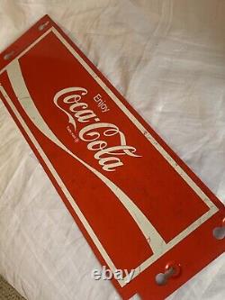 Vintage Enjoy COCA-COLA Screen Door Push Protector Metal Coke Sign 19 x 6