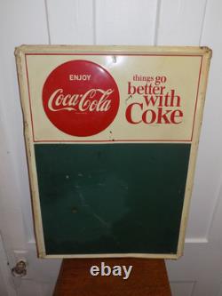 Vintage Enjoy Coca Cola Embossed Chalkboard Metal Sign