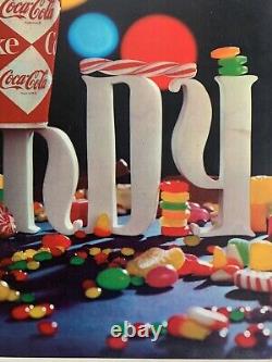 Vintage Enjoy Coca-Cola with Candy Litho Coke Sign Movie Marquee Menu Board Insert